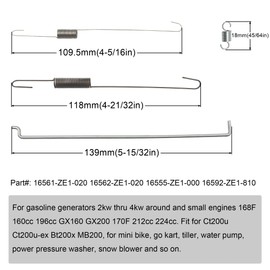 YGQ GX160 GX270 GX390 Governor Spring Assortment Throttle Return Linkage Kit Carburetor Link Rod Speed Control for Honda & Clone Predator Coleman Champion GX200 GX240 196cc 200cc 212cc 224cc 420cc