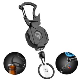 1 Pack Retractable Keychain Heavy Duty Carabiner Badge Holder with Magnetic Closure, Tactical ID Badge Reel for Men with 32” Steel Retractable Cord, Bearing 17 OZ