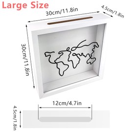Jastown Adventure Archive Box, 30 x 00 cm Travel Collection Box, Travel Adventure Archive Shadow Box, Tickets Shadow Box with Slot, 3D Picture Frame, Wooden Frame Travel Tickets Box for Wall and Table