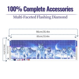 YALKIN 5D Diamond Painting Kits for Adults, Large Animals Forest Diamond Art Kits Full Round Drill Big Diamond Painting Kit for Adult Beginners, DIY Picture Art for Home Wall Decor 12x35in/30x90CM