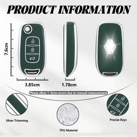 TOOMUME Car Key Cover TPU, Car Key Case Fit for Renault Kangoo 3 Twingo 3 Megane 4 Trafic 4 Clio 5 Captur Dacia Sandero Stepway Duster, Protective Key Fob Cover Key Fob Case - Flip Key