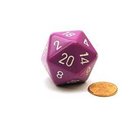 Jumbo d20 Counter - Opaque 34mm Dice: Light Purple with White