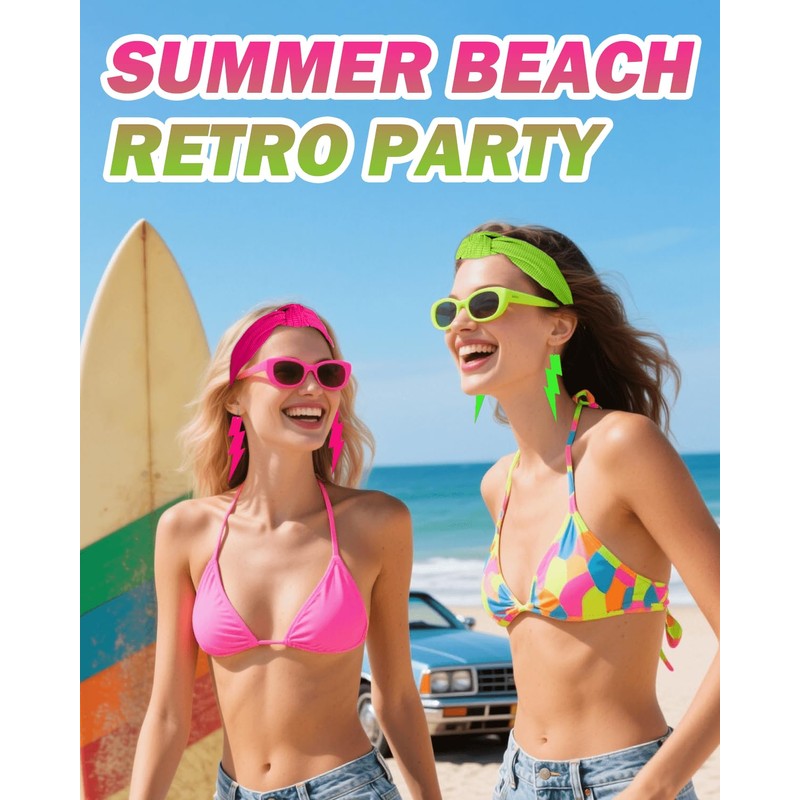 FSLLZCJY 8 Pack 80s 90s Accessories for Women Neon Earrings