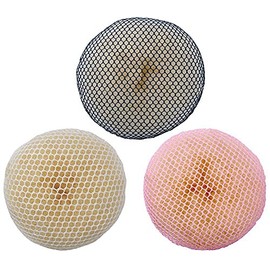 Bun Hair Net Pack of 3 | Gymnastics | Ballet | Dance | Sports | Rhythmic Sports Gymnastics | Figure Skating (702 Black/White/Pink)