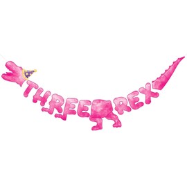 WERNNSAI Watercolour Dinosaur Three Rex Banner - Dinosaur Decoration for Birthday Party for Girls and Kids Wall Decoration Hanging Three Rex Dino Third Birthday by Dinosaur Laqi