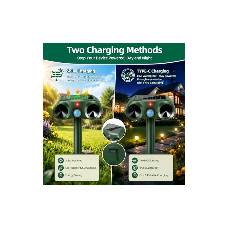 Solar Ultrasonic Animal Repeller 4 Pack Sonic Fortress Pro Deer