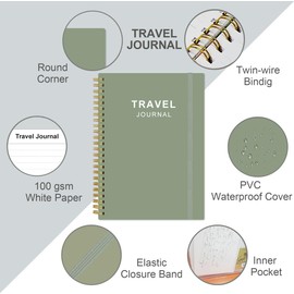 Travel Journal - Vacation & Road Trip Planner Organizer, Travel Notebook for 6 Trips, Trip Planner Gift to Record Memories and Adventures from Special Trips, 5.8" x 8.5", Green