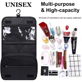 Acopton Portable Hanging Travel Toiletry Bag for Men and Womens Waterproof Bathrooom Shower Bag Multifunctional Cosmetic Makeup Organzier (Black)