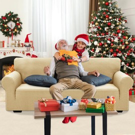 XINEAGE 2025 New 1 Piece Couch Covers for 3 Cushion Couch (79"-91") Stretch Sofa Cover Slipcover Pet Friendly Soft Washable Furniture Protector with Elastic Bottom for Kids,Dog (Sofa, Beige)