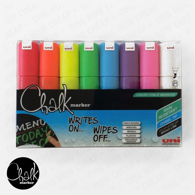 uni-ball Broad Chisle Tip Chalk Marker - PWE-8K - Full