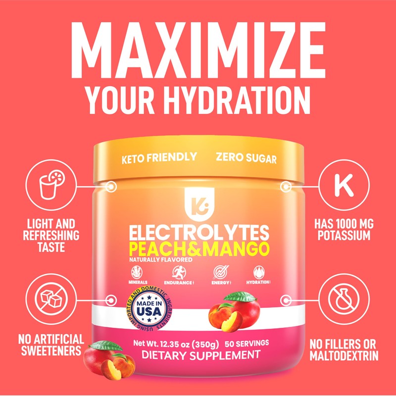 Keppi Electrolytes Powder – Peach Mango Flavor – No Sugar