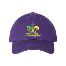 One Size Purple Dad Mardi Gras Colored Fleur De Lis Embroidered Hat