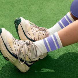 Fszsaa Fun Novelty Retro Striped Crew Socks Athletic Half Calf Casual Cotton Socks Women