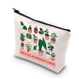 PLITI Plant Lover Gift Gardener Gift Life is Full of Important Choices Plant Cosmetic Makeup Bag for Women(Plant choicesU)