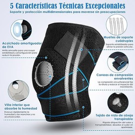 Rodilleras Deportivas, almohadillas para ligamentos de menisco, Estabilizadores laterales, Rodilleras de compresión ajustables, Ideal para artritis,  