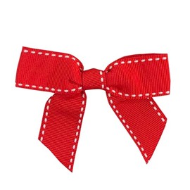 Reliant Ribbon 5161-695-05C Grosgrain Stitch Twist Tie Bows Bows, 7/8 Inch X 100 Pieces, Red/White