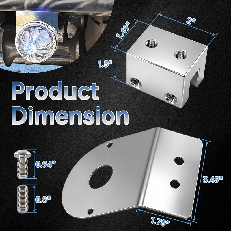 2-Pack Amber Watermelon Light with 45° Stainless Steel Mounting Brackets,