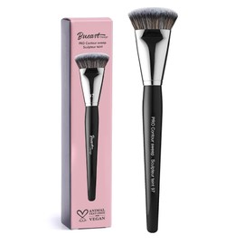 Bueart Design PRO Contour Sweep Sculpteur #197, Synthetic Fiber Makeup Brush, Black/Silver, 8 Inches