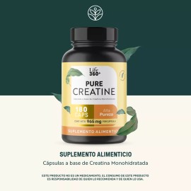 Life360+ Pure Creatine 180 Cápsulas Creatina Monohidratada Suplemente alimenticio
