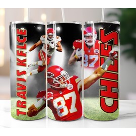 N/A Chiefs Kelce 87 Tumbler 20oz Stainless Steel Insulated Cup Mug Lid Straw
