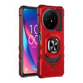 jackpot wireless Compatible for TCL 50 XL 5G Case with Tempered Glass Screen Protector, Full-Body Protective, Magnetic Car Ring Holder Cover Case (Red)