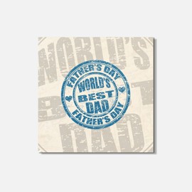 Unbranded Fathers Day Blue 4'' X 4'' Square Wooden Coaster