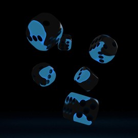 Oakie Doakie Dice D6 Dice 16 mm Glow in The Dark Deep Ocean (12) Role Playing