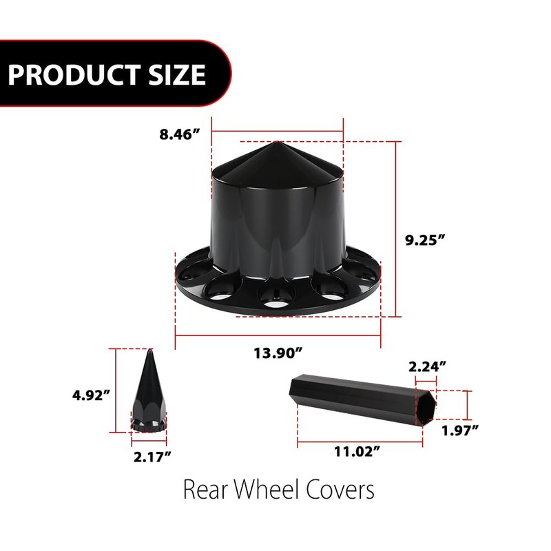 G-PLUS Rear Wheel Axle Hub Cover Kit 33mm Spiked Screw