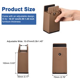 uxcell 4 inch Bed Risers with Adjustable Screw Clamp, 4Pcs Furniture Risers for Bed, Desk, Sofa, Table, Fit for Furniture Thickness 0.39-1.45", Supports 5000 Pounds, Brown
