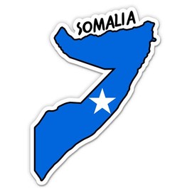 Squiddy Somalia Map with Flag - Vinyl Sticker Decal for Phone, Laptop, Water Bottle - 3"