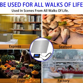 VITSOL Digital Shipping Scale, 400lbs Heavy Duty Stainless Steel Postal Scale with Hold and Tare Function for Packages, Luggage, Post, Office, Home, Warehouse, Business, Battery & AC Adapter Included