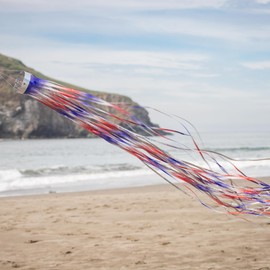 In the Breeze 9066 — Patriotic 51" Mylar Windsock — Colorful, Sparkling Red, White & Blue Decor for Yards, Gardens