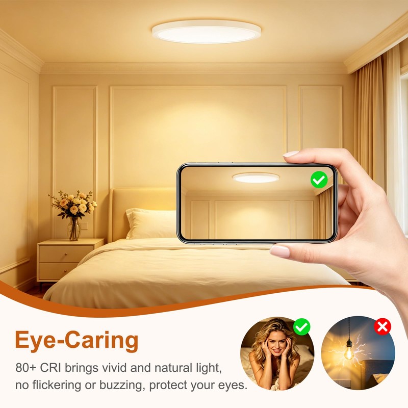LUMLLSAJI 6Pack LED Flush Mount Ceiling Light, 12 Inch 24W