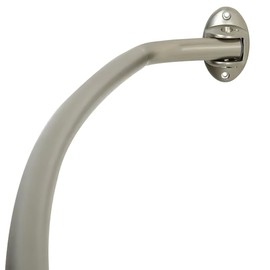 Seasons 35607BNHDS Adjustable Curved Shower Rod with Exposed Mount Bracket, Brushed Nickel Finish; Adjustable Length 56 To 72 Inches