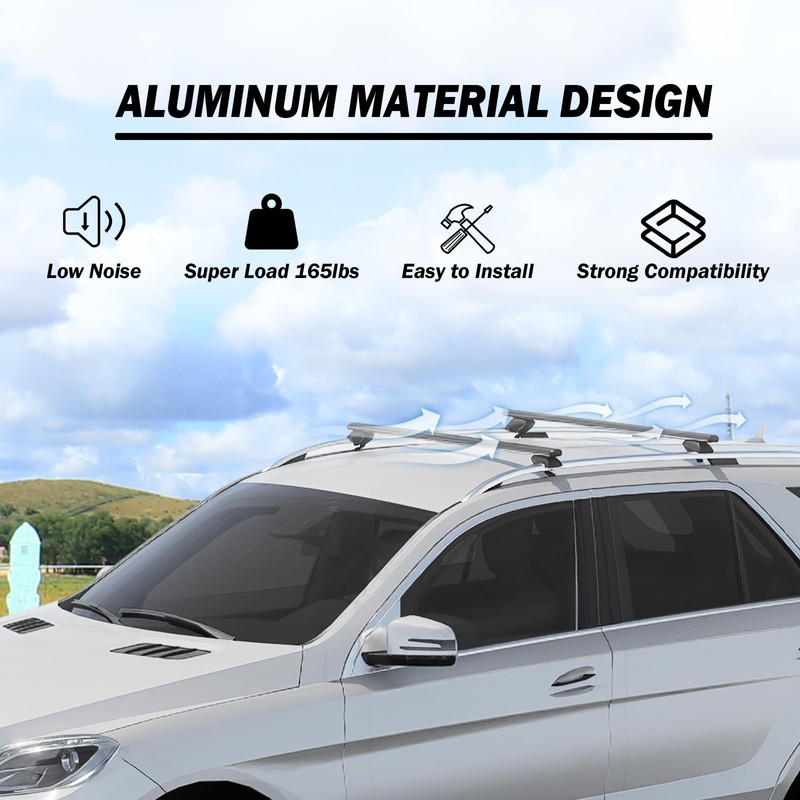 COWVIE 47 Inch Aluminum Roof Rack Cross Bars for Raised