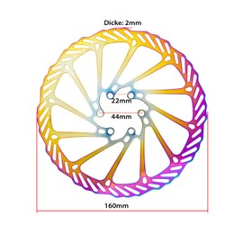CNCLOL Bicycle Brake Disc 160 mm 180 mm 203 mm for MTB Road Bike Mountain Bike BMX Pack of 2 Brake Discs with 12 Screws Disc Brake Rotors (Blue/Gold/Rainbow)