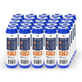 Aquaboon 5 Micron Water Filter 10 x 2.5" Granular Activated Carbon Filter Cartridge Reverse Osmosis Under Sink Water Filter Replacement Compatible with WFPFC9001, AP117, GAC-10, FXUTC, GAC1, 25 Pack