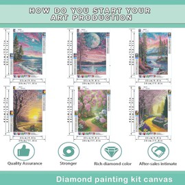Leatrice 6PCS Diamond Art Kits for Adults Round Diamond Painting Dot Gem Art Painting Kit for Adults Beginners Women Suitable for Home Wall Art Decor 11.8x15.7 Inches Sea Mushroom
