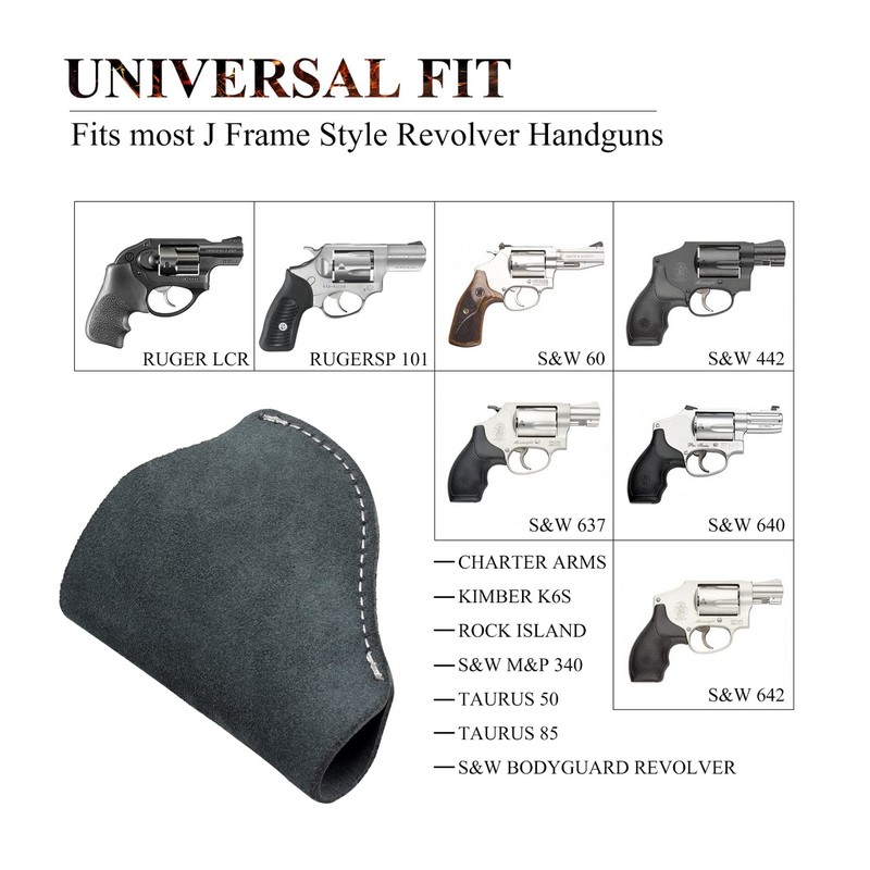 Kosibate IWB Leather Holster, Fits Most J Frame Revolvers -