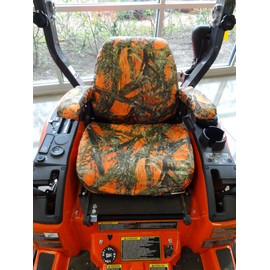 Durafit Seat Covers KU08 Exact FIT SEAT Cover for KUBOTA MOWERS. ZD321, ZD323, ZD326, ZD331, ZG327 | Kubota Lawn Mower Seat Cover | Riding Lawn Mower Seat Cover (MC2 Orange Camo Endura)