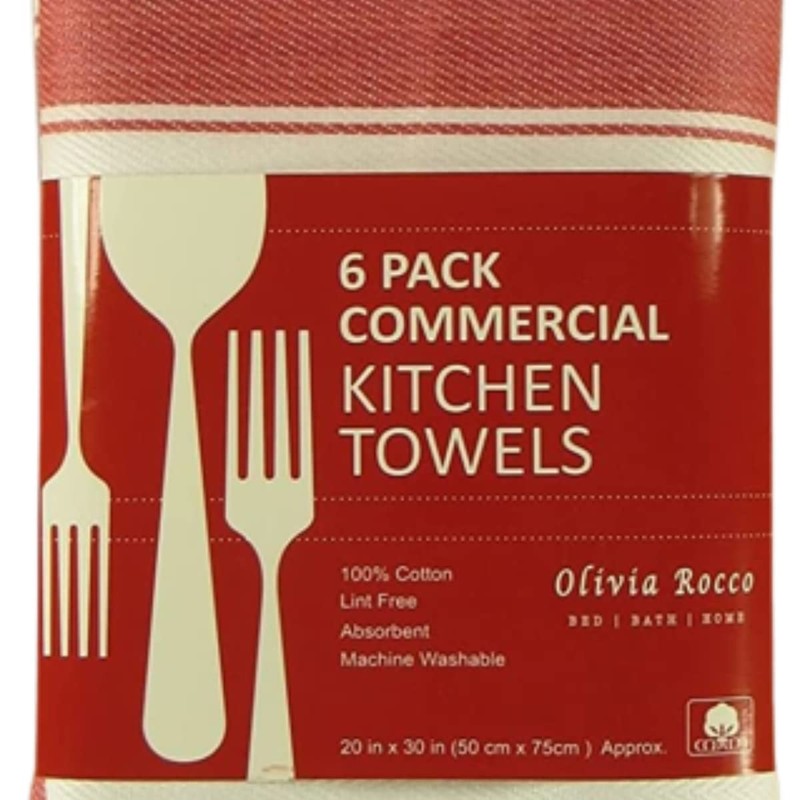 Pack of 6 Kitchen Tea Towels Large 100% Cotton Commercial