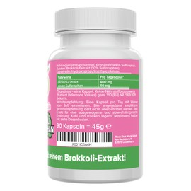 Broccoli Sulforaphane Capsules - High Dose - 400 mg Extract - 40 mg Sulforaphane - Quality from Germany - No Additives - Vegan - Laboratory Tested - Vitamineule®