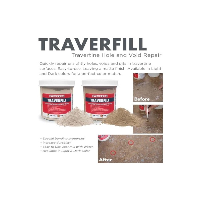 StonePro Traverfill - Travertine Repair - Fills smalls pits, holes