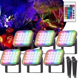 T-SUN 6 in 1 LED RGB Spotlights Outdoor Garden Security Pathway Landscape Lamp Outdoor