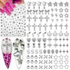100PCS Star Nail Charms for Acrylic Nails Silver Cross Heart