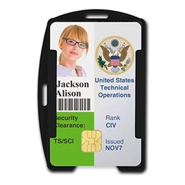 Bulk 50 Pack - RFID Blocking ID Badge Holder (Holds 2 Cards) - SkimSAFE FIPS 201 Approved - Dual Sided Shield Blocks 13.56MHz Radio Signal - Specialist ID (Black)