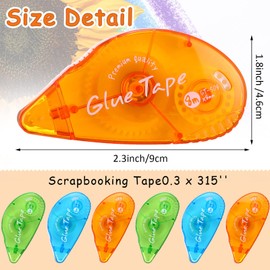 30 Pack Double Sided Tape Roller Permanent Adhesive Scrapbooking Tape 0.3 x 315'' Double Sided Tape Dispenser Double Sided Tape Dots for Journal Photo Paper Craft Arts Projects (Green Blue Orange)