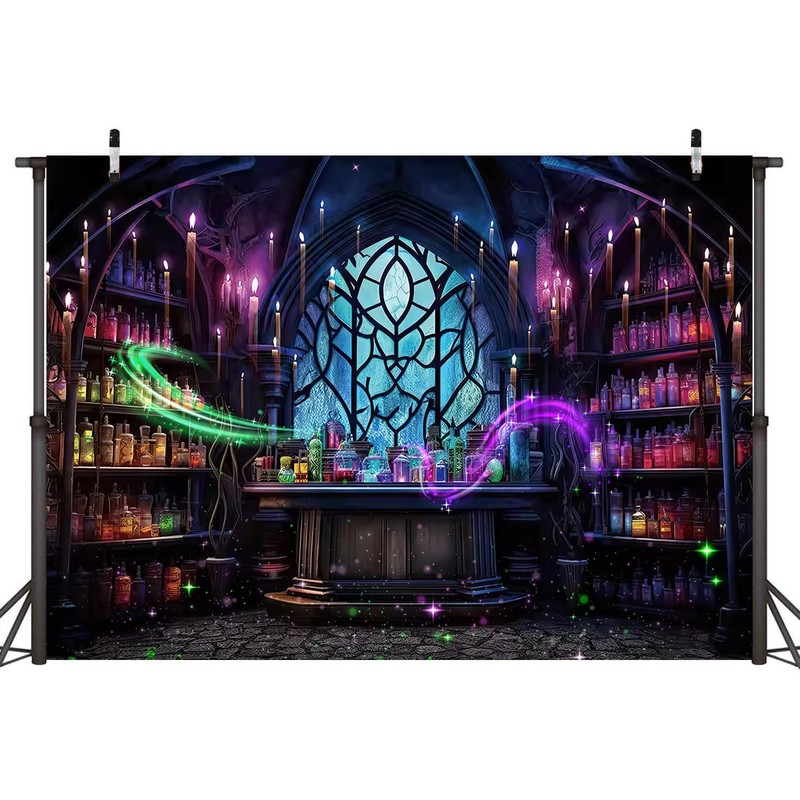 Halloween Mad Scientist Lab Backdrop 8x6FT Spooky Chemistry Laboratory Magic