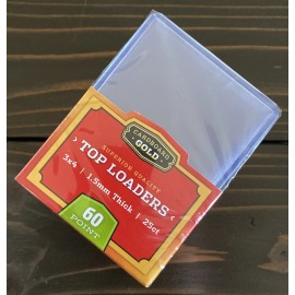 CARDBOARD GOLD 25ct, 60 Point, 1.5mm Thick Top Loaders Card Holders •Brand New•