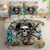 AILONEN 3D Pirate Captain Skull Comforter Set,Octopus Dolphin Bed in